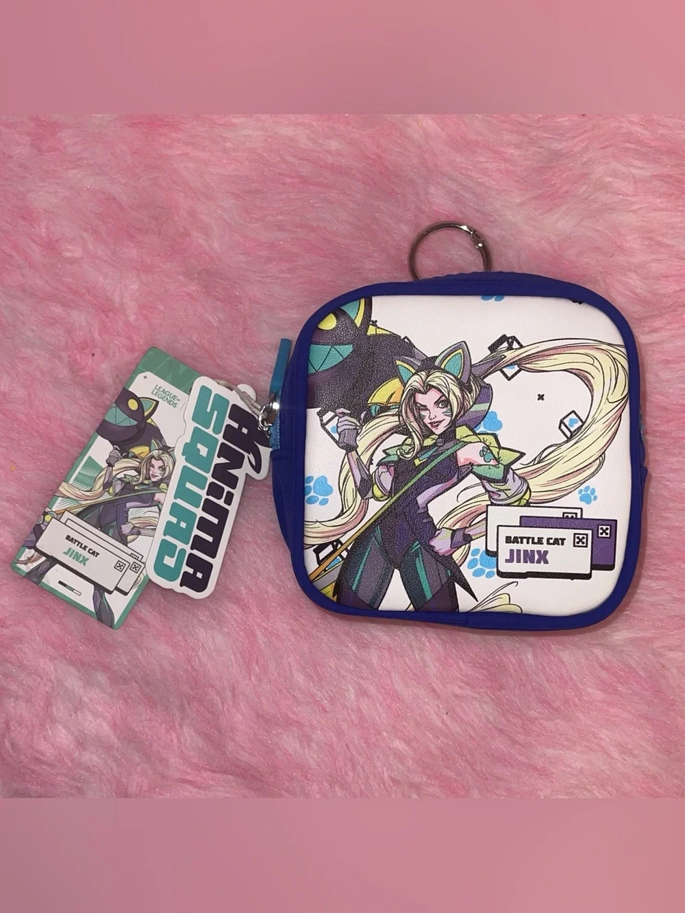 Miniso league of legends battle cat jinx zipper pouch keychain storage arcane